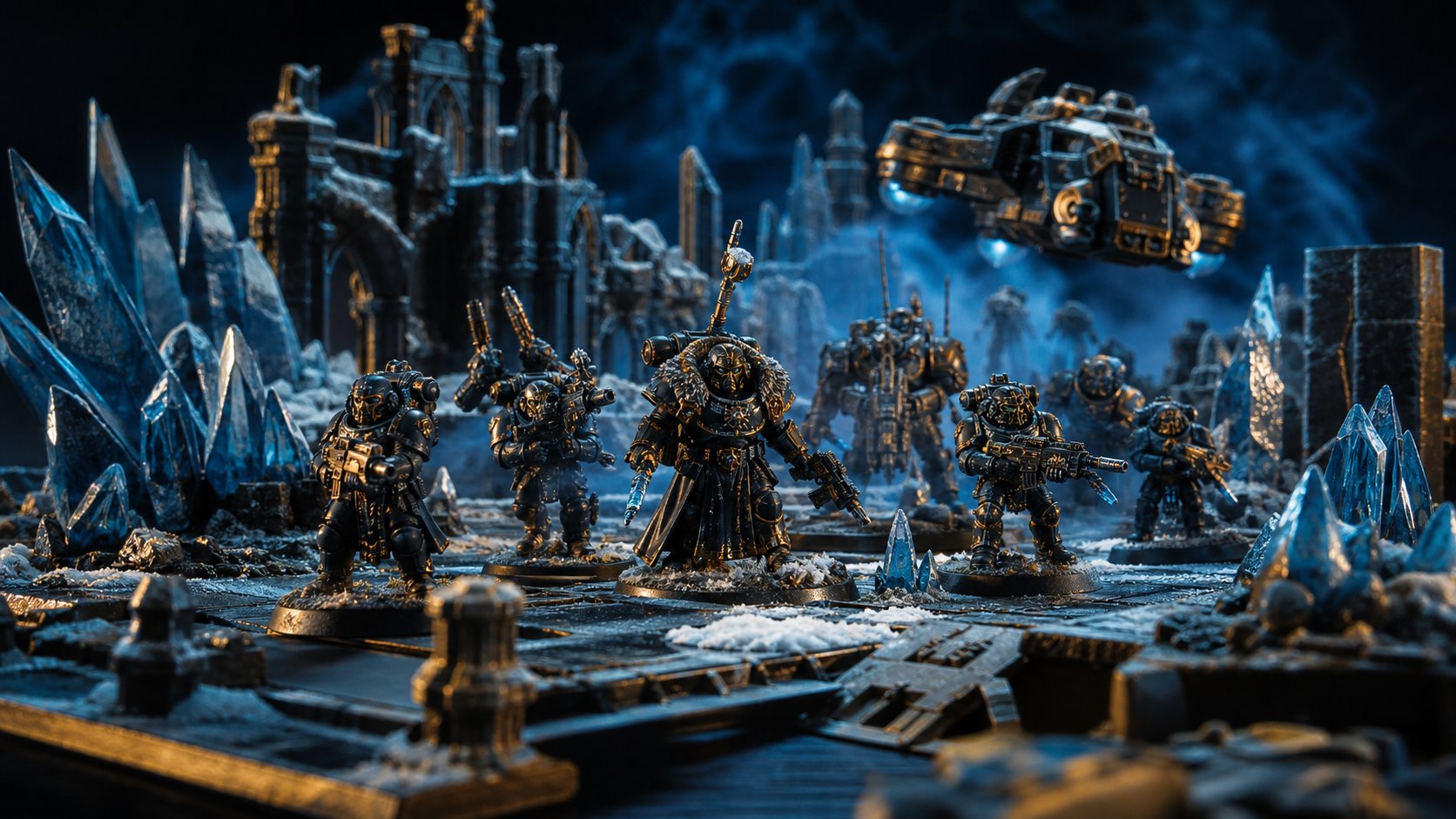 Miniaturas sobre una mesa de juego
